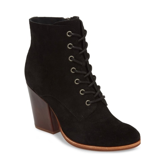 Kork-Ease Elfa‎ Black Suede Lace Up Bootie 9
